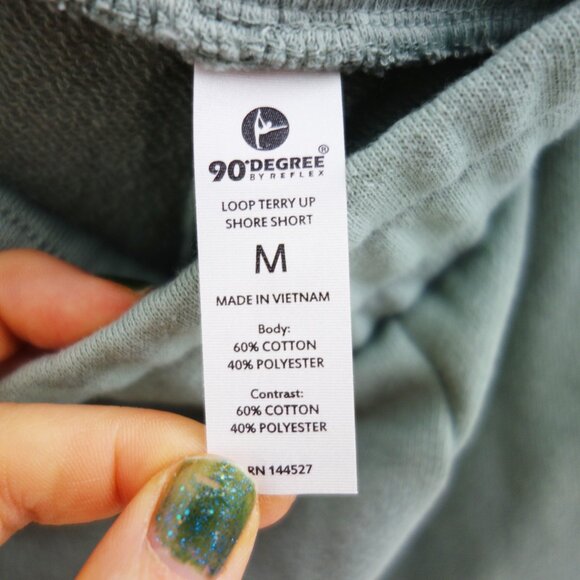 90 Degrees by Reflex Loop Terry Up Shore Shorts in Green Milieu (M) NWT! - Picture 4 of 5